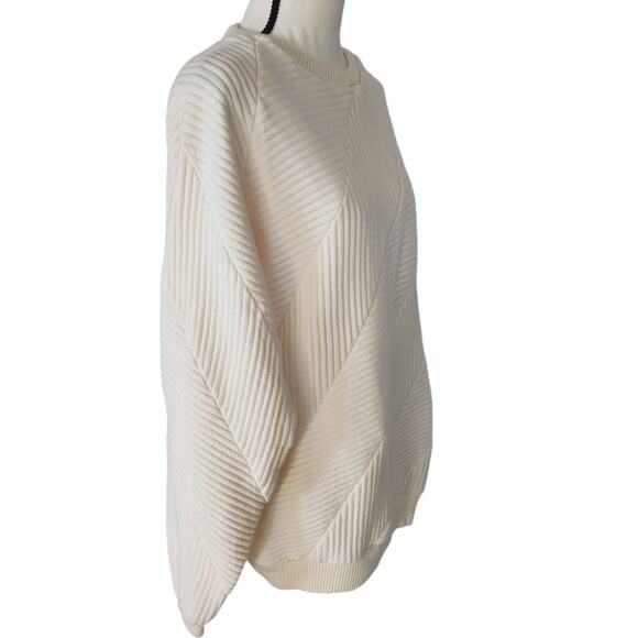 Vintage Kamikaze Cotler 80 90s Off White Ribbed 3D Slouch Sweatshirt Women Large - Picture 3 of 7
